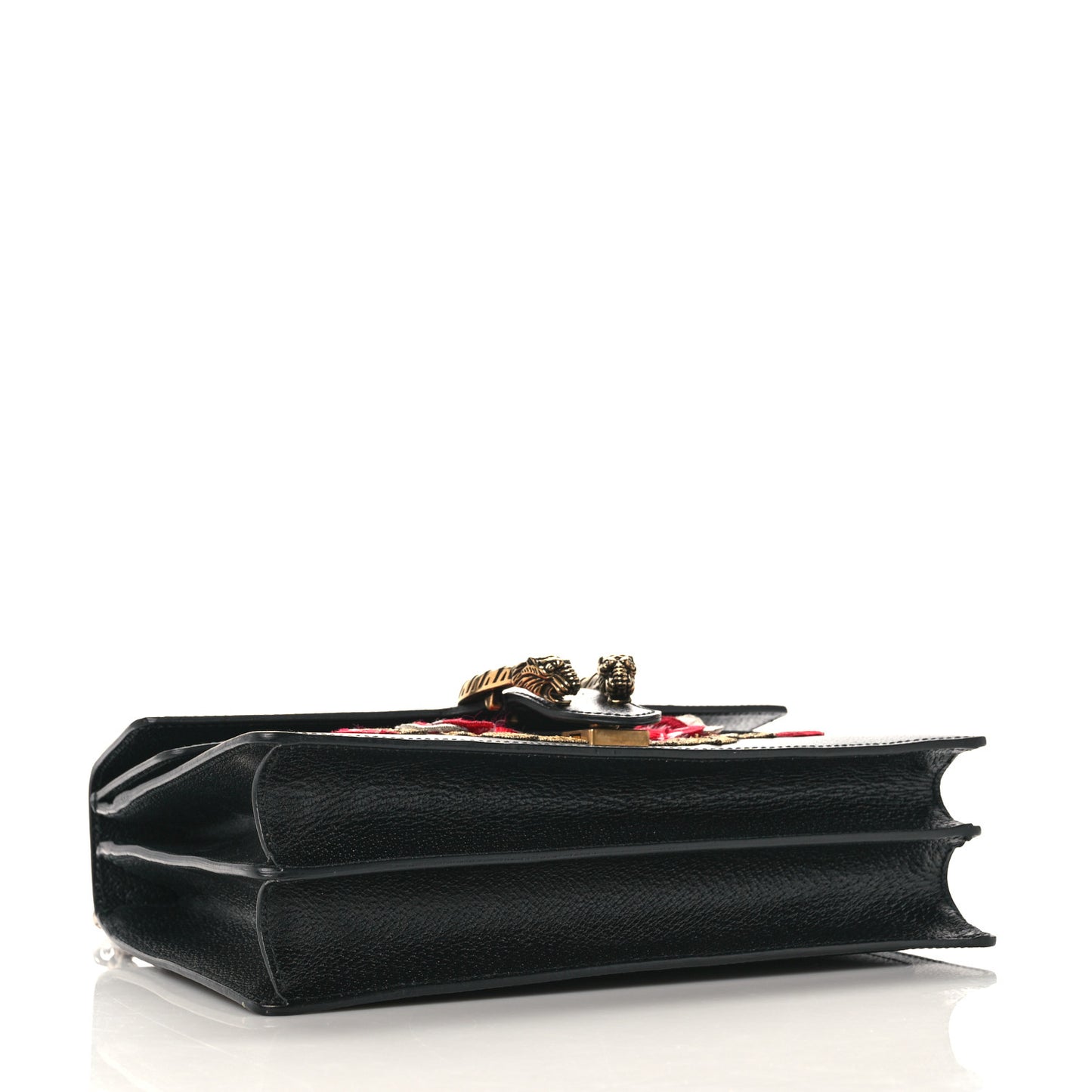 Calfskin Web Floral Embroidered Medium Dionysus Shoulder Bag Black