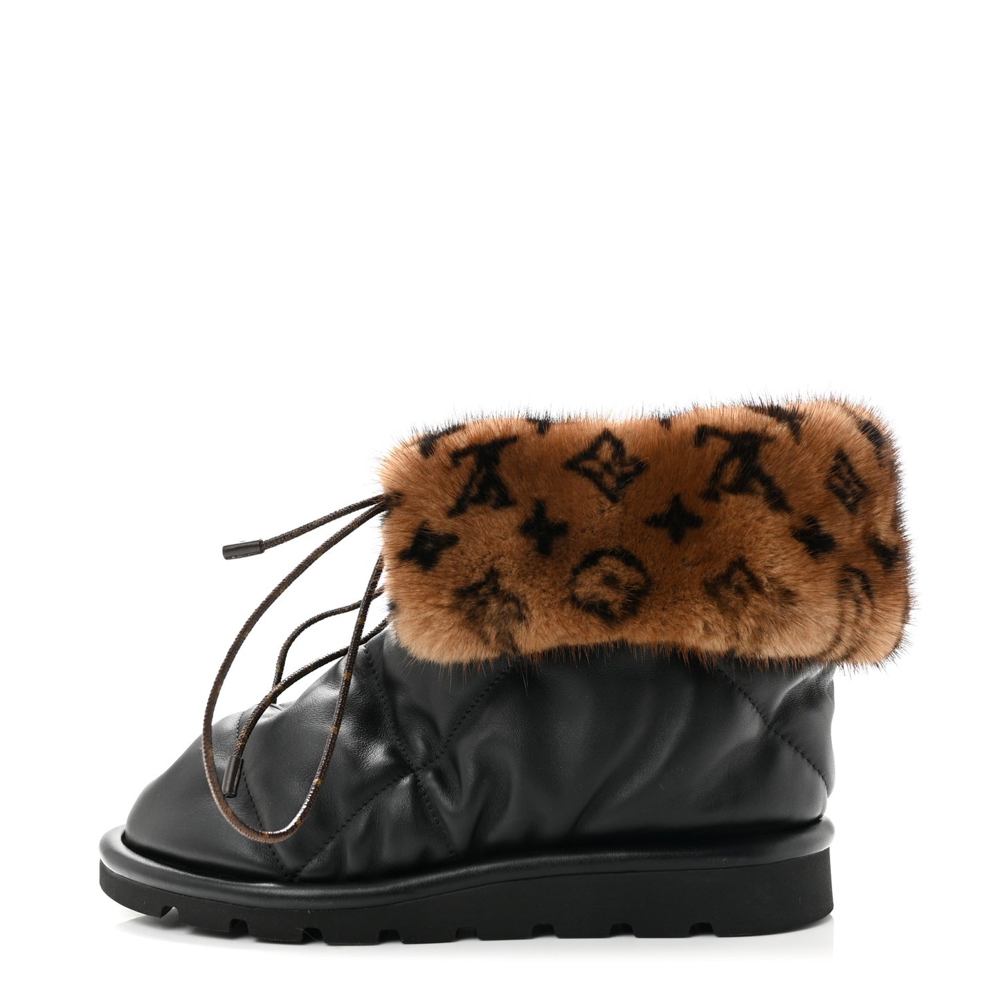 Nylon Mink Monogram Pillow Comfort Ankle Boot 39 Black