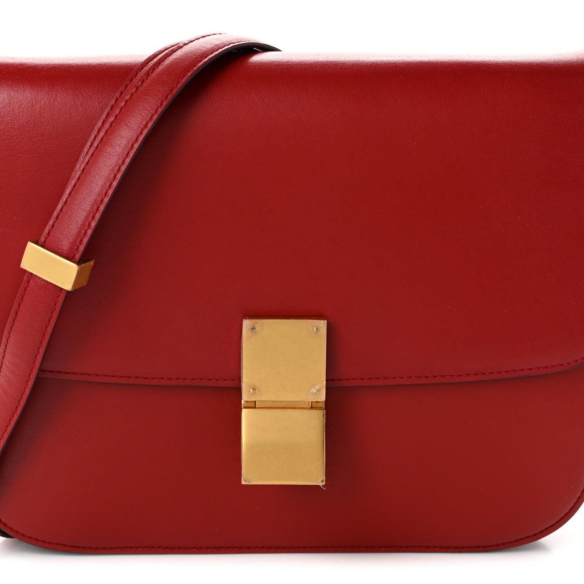 Box Calfskin Medium Classic Box Flap Bag Red