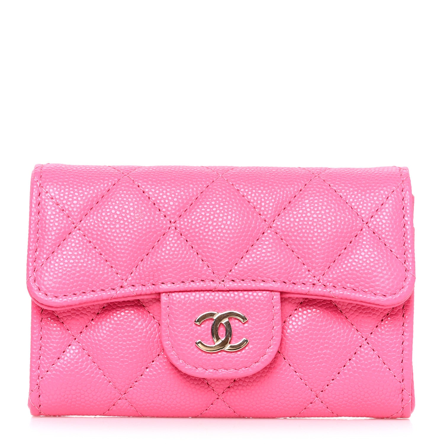 Chanel Caviar Quilted Flap Card Holder Wallet Pink 1 of 9