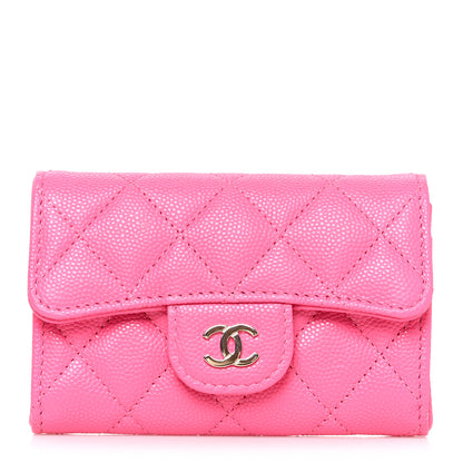 Chanel Caviar Quilted Flap Card Holder Wallet Pink 1 of 9
