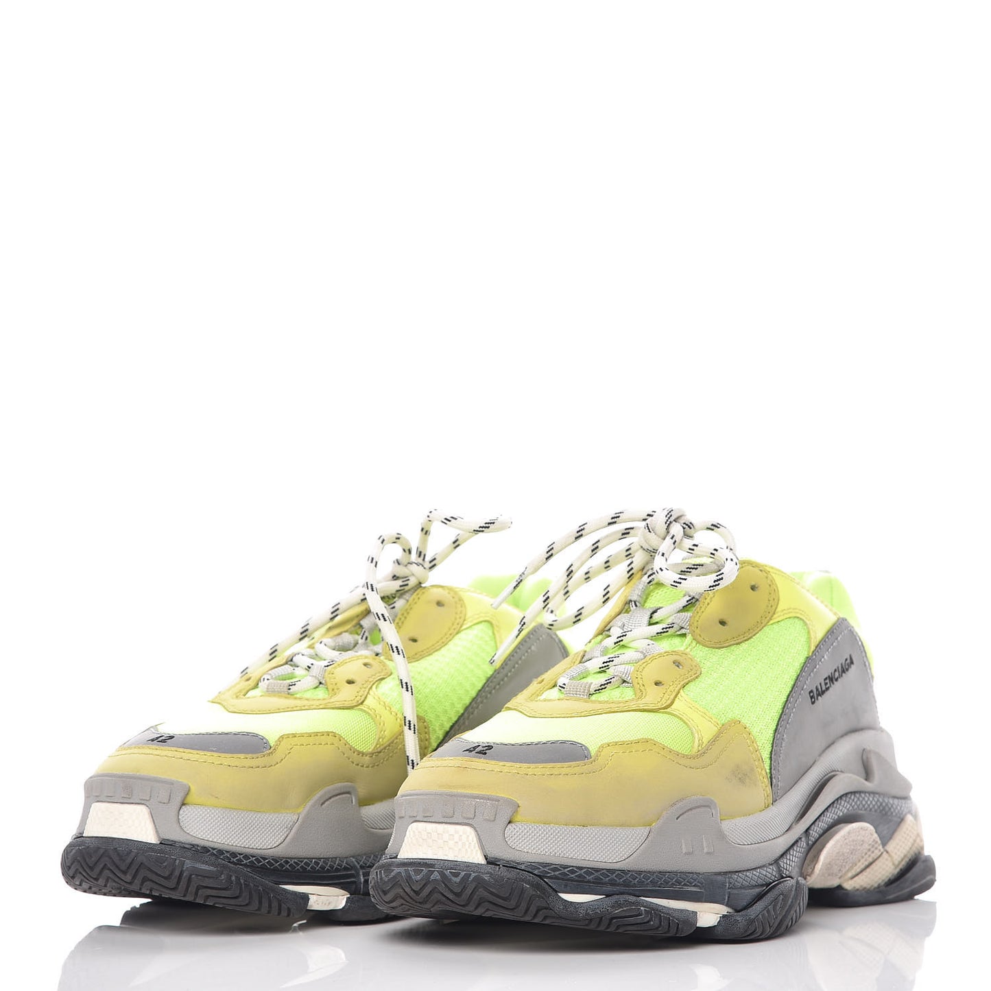 Mesh Nubuck Mens Triple S Sneakers 42 Jaune Fluo