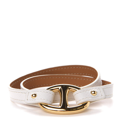 Hermes Epsom Granville Double Tour Bracelet M White 1 of 8