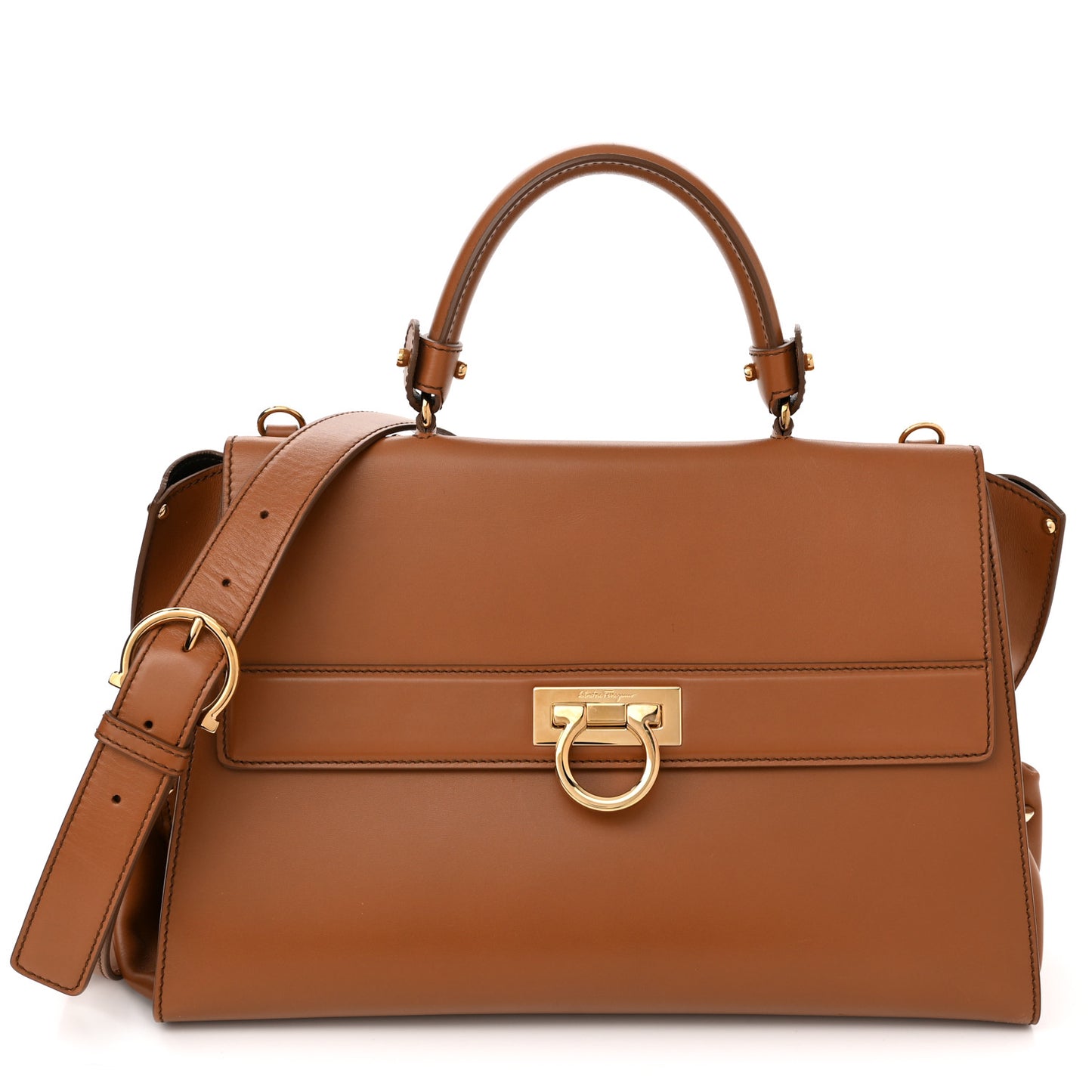 Calfskin Large Sofia Shoulder Bag Brown