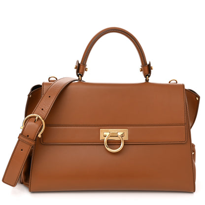 Salvatore Ferragamo Calfskin Large Sofia Shoulder Bag Brown 1 of 9