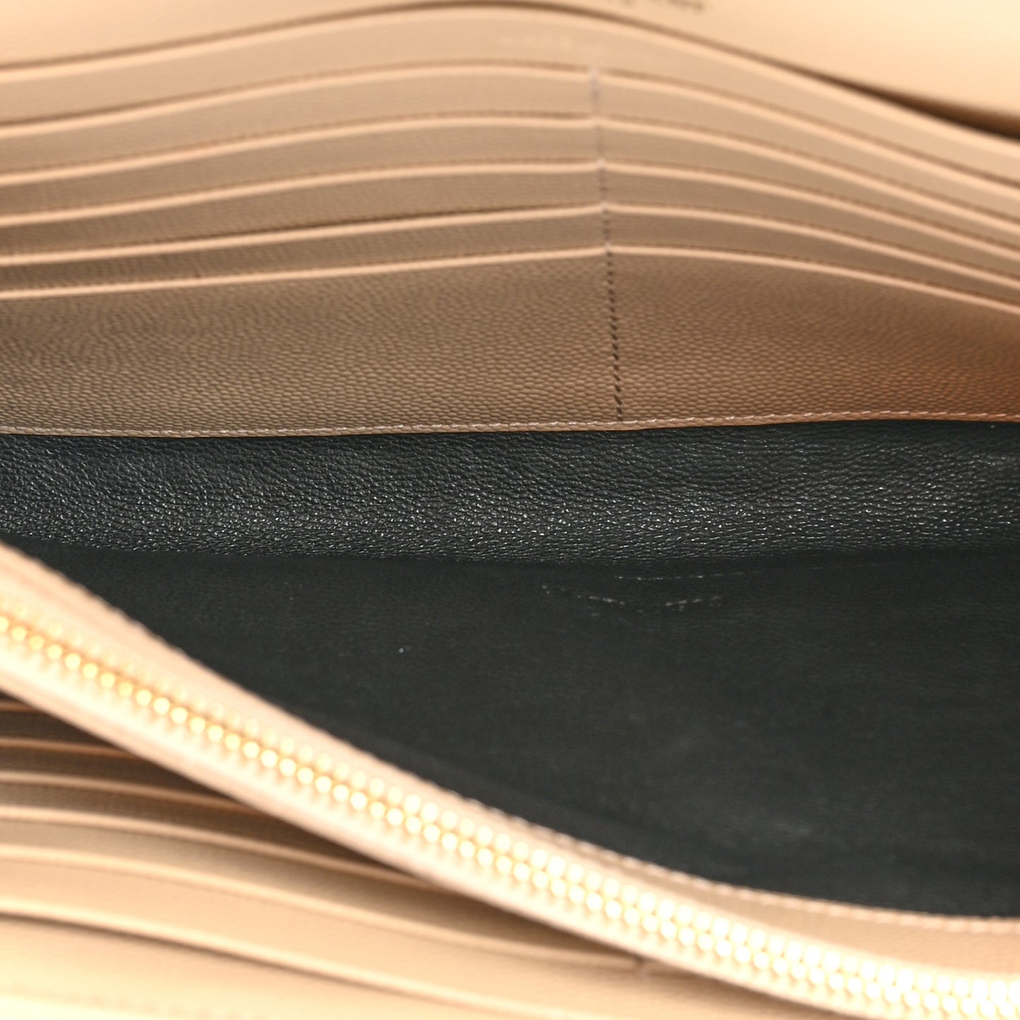 Grain De Poudre Matelasse Chevron Monogram Chain Wallet Dark Beige