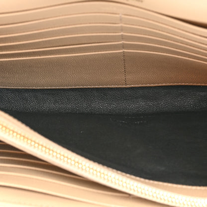 Saint Laurent Grain De Poudre Matelasse Chevron Monogram Chain Wallet Dark Beige 8 of 17