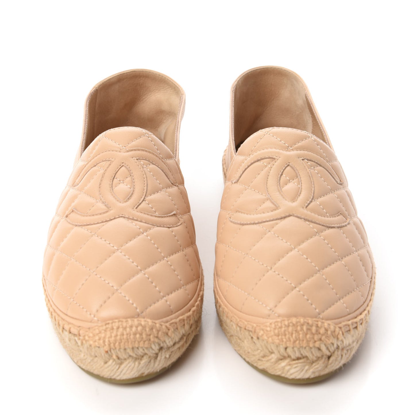 Lambskin Quilted CC Espadrilles 42 Beige