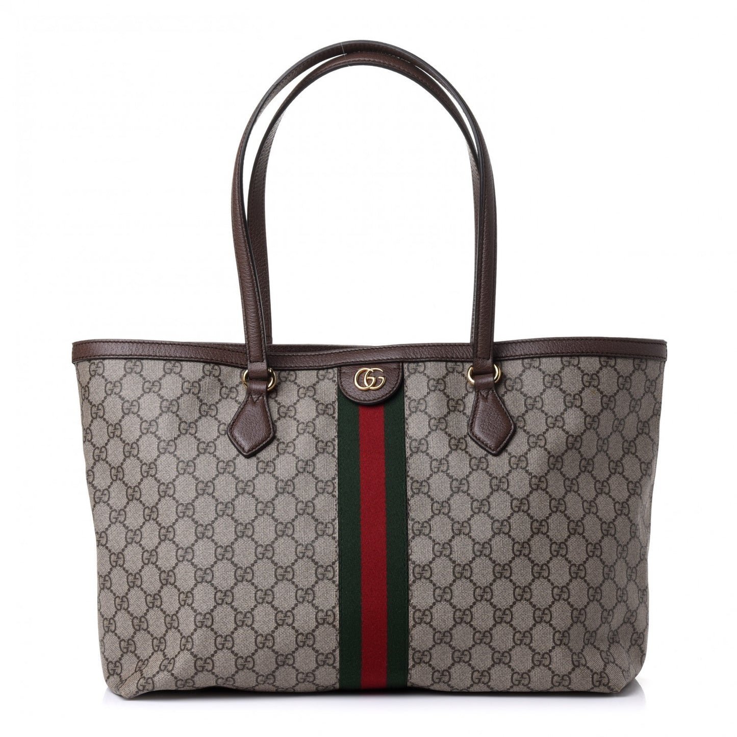 GG Supreme Monogram Medium Ophidia Shopping Tote Brown
