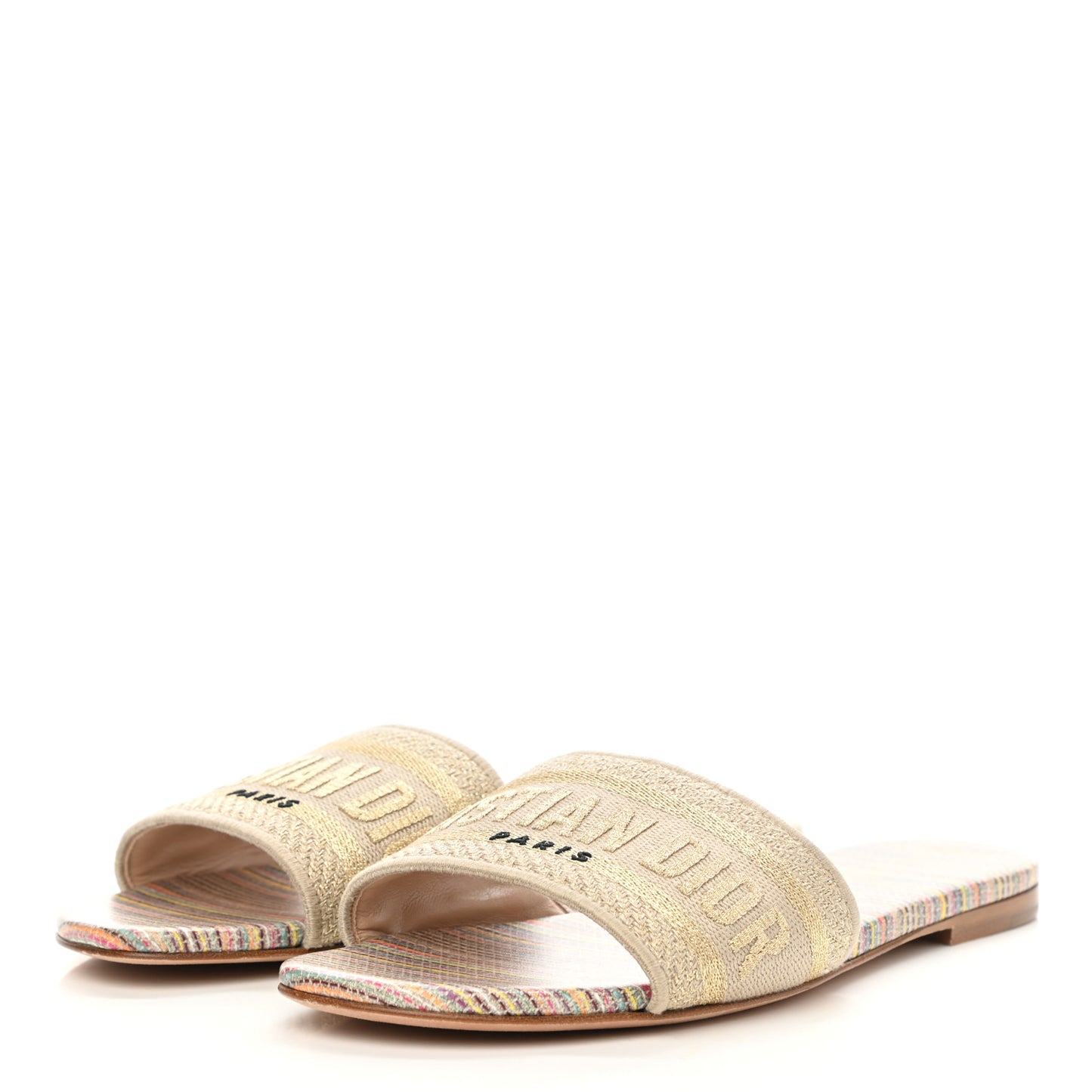 Lurex Romance Embroidered Dway Mules Slide Sandals 36.5 Metal Multicolor