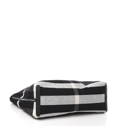 Burberry Coated Canvas Mega Check Medium Doodle Tote Black White 7 of 12