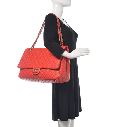 Chanel Calfskin Quilted XXL Travel Flap Bag Red 2 of 9