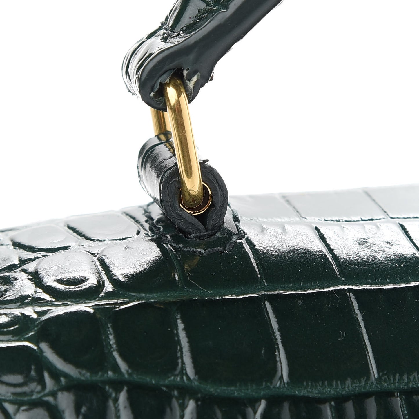 Calfskin Crocodile Embossed Mini Classic Monogram Cassandra Top Handle Green