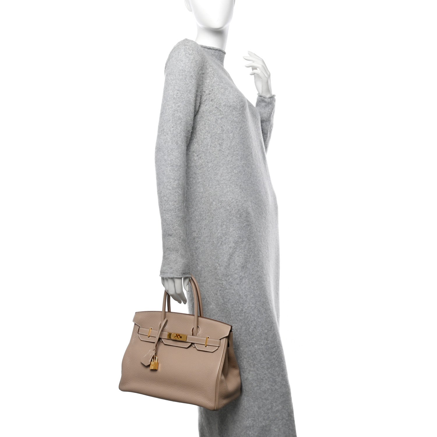 Hermes Taurillon Clemence Birkin 30 Argile 2 of 12
