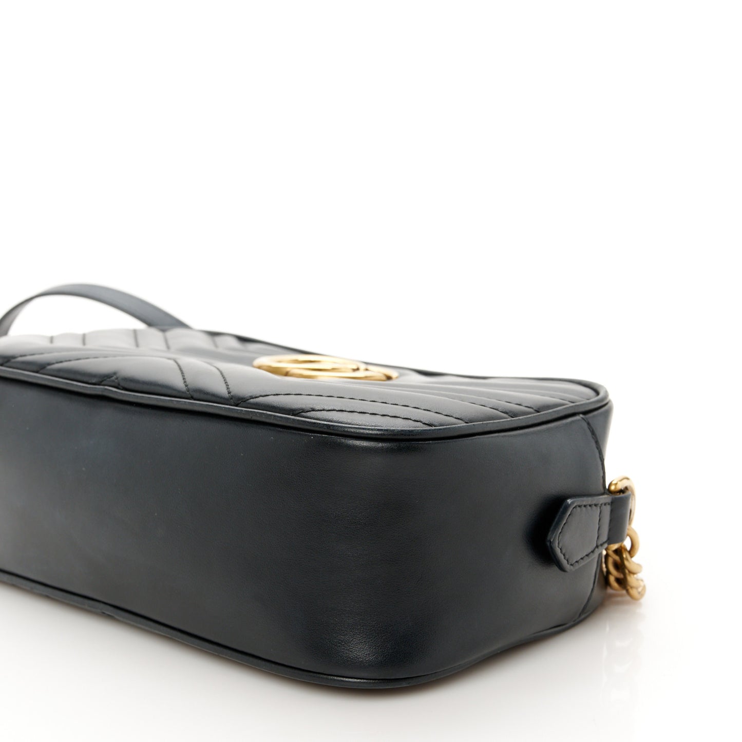 Calfskin Matelasse Small GG Marmont Chain Shoulder Bag Black