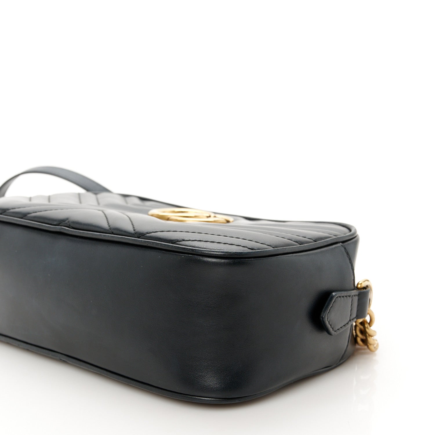 Gucci Calfskin Matelasse Small GG Marmont Chain Shoulder Bag Black 10 of 11