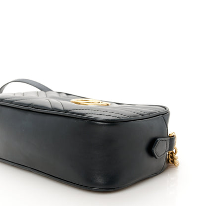 Gucci Calfskin Matelasse Small GG Marmont Chain Shoulder Bag Black 10 of 11