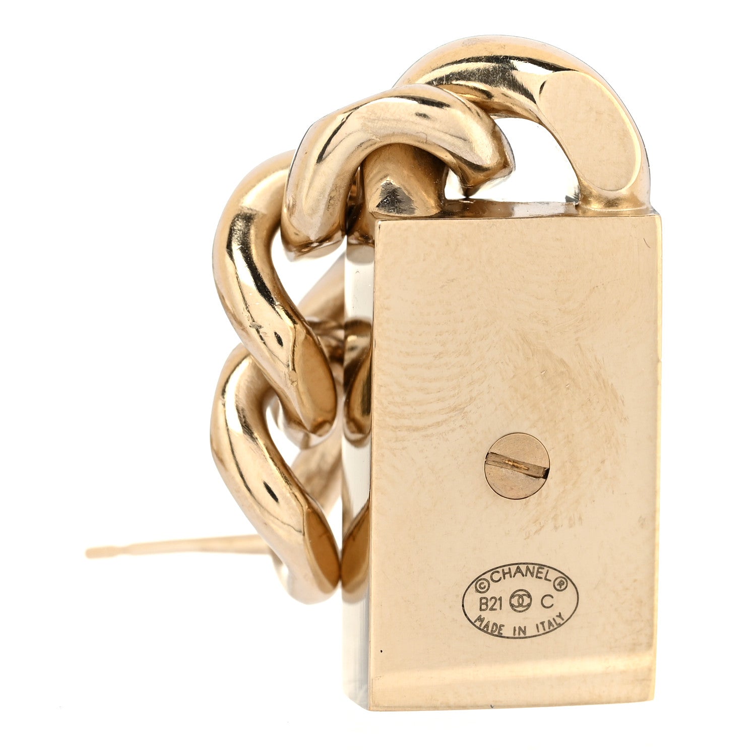Chanel Crystal Dog Tag Charm Earrings Gold 7 of 10