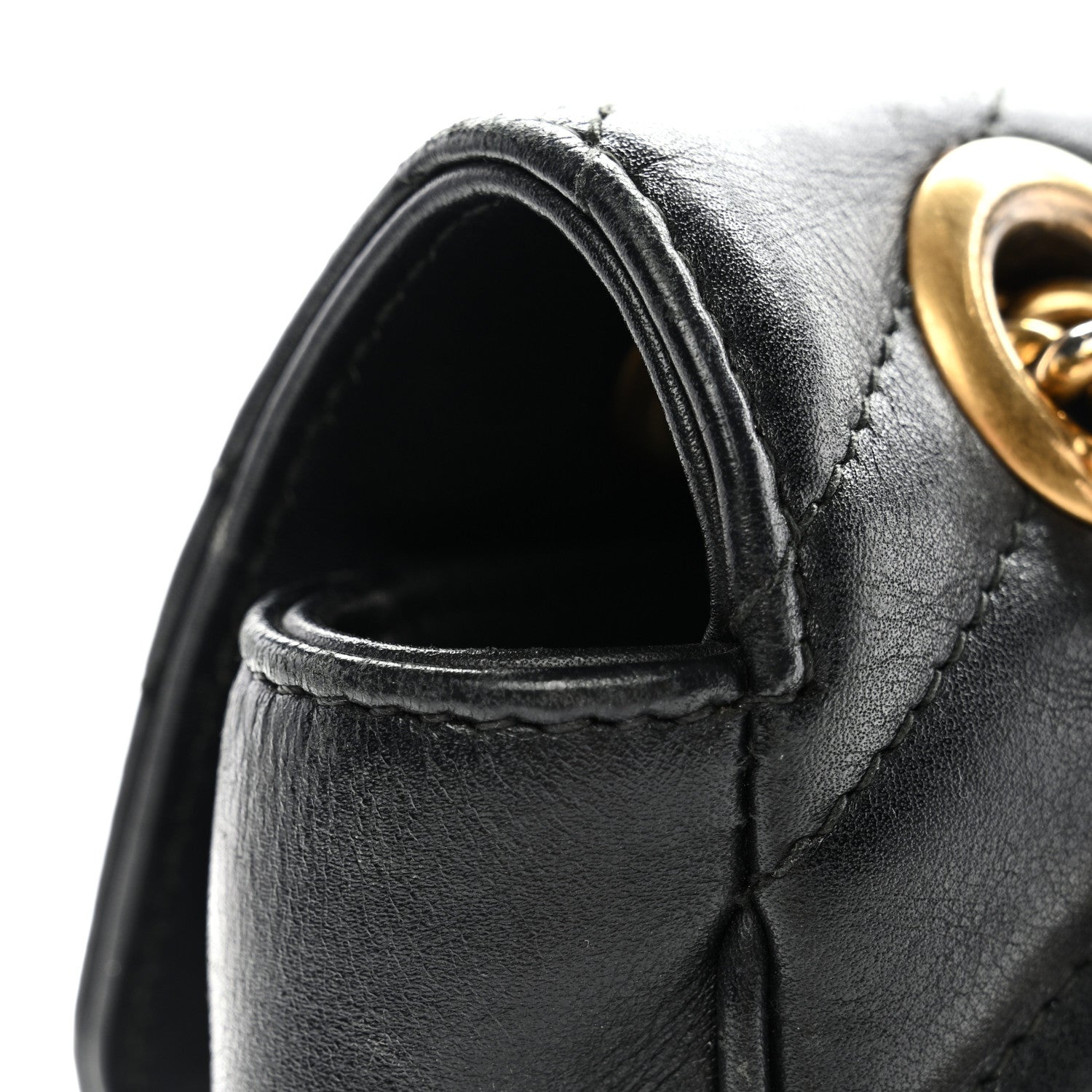 Gucci Calfskin Matelasse Mini GG Marmont Shoulder Bag Black 13 of 14