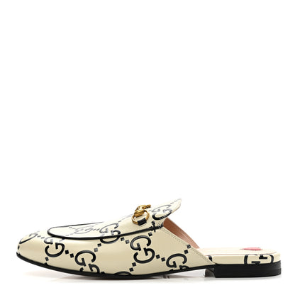 Gucci Azalea Calfskin GG Monogram Bi-Color Debossed Womens Princetown Slippers 40.5 Mystic White Black 1 of 9