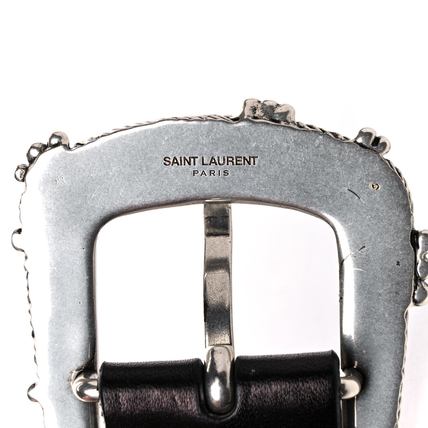 Saint Laurent Calfskin Monogram Cheyenne Belt 75 30 Black 3 of 12
