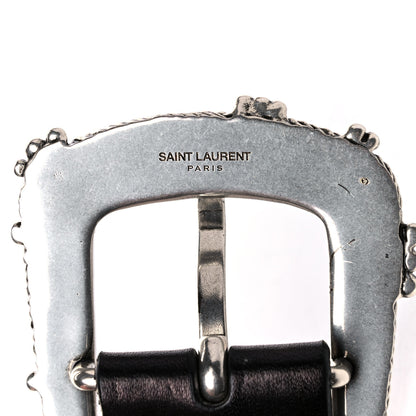 Saint Laurent Calfskin Monogram Cheyenne Belt 75 30 Black 3 of 12