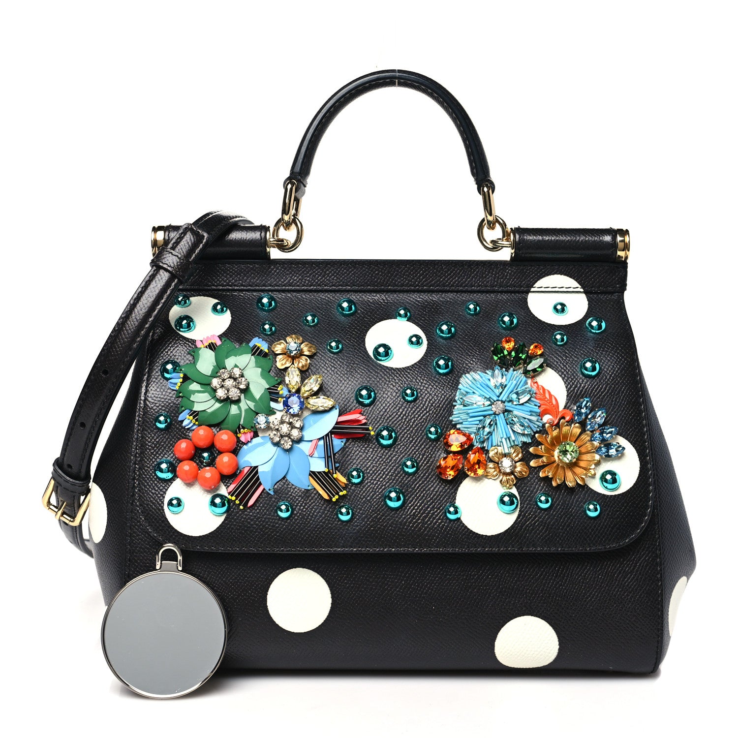 Dolce & Gabbana Dauphine Embellished Dot Medium Miss Sicily Satchel Black 3 of 10