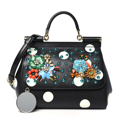 Dolce & Gabbana Dauphine Embellished Dot Medium Miss Sicily Satchel Black 3 of 10