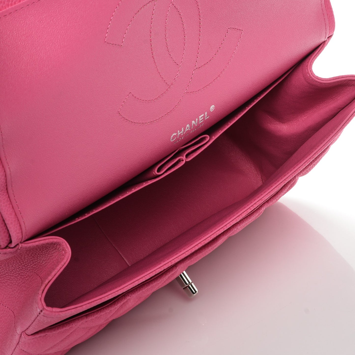 Iridescent Caviar Quilted Jumbo Double Flap Pink
