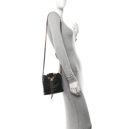 Chanel Lambskin Quilted Pearl Crown Drawstring Bag Black 2 of 11