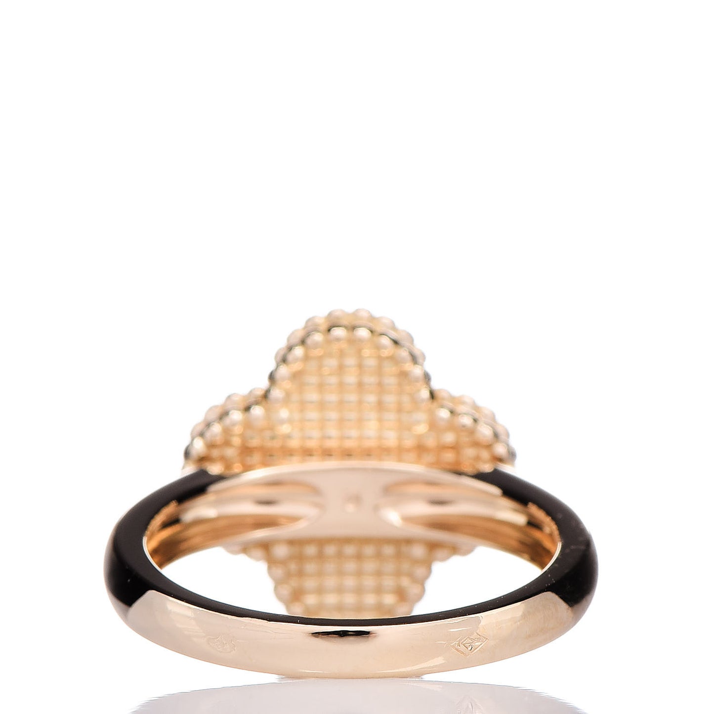 18K Yellow Gold Diamond Mother of Pearl Vintage Alhambra Ring 54 6.75