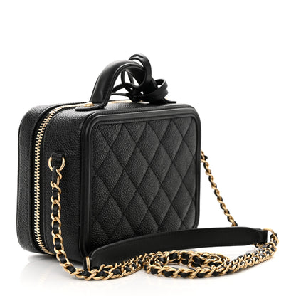 Chanel Caviar Quilted Small CC Filigree Vanity Case Black 3 of 12