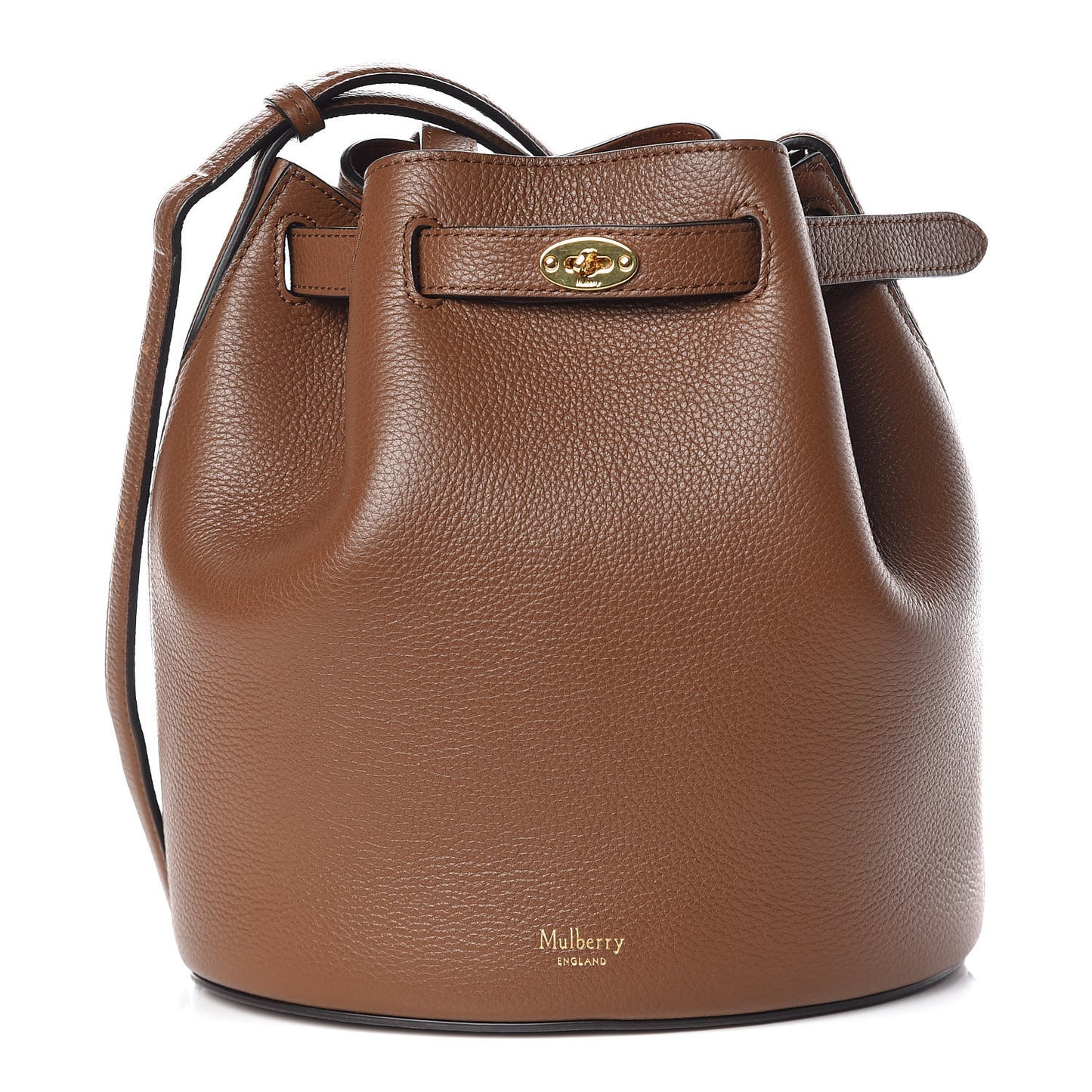 Small Classic Grain Calfskin Small Abbey Bucket Bag Oak