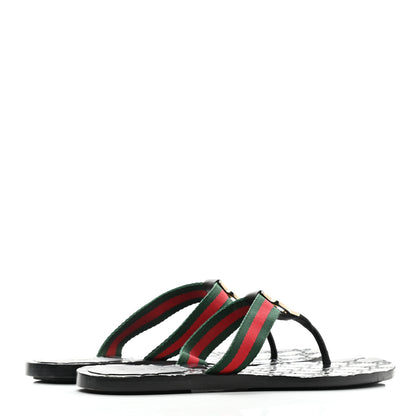 Gucci Nylon Guccissima Web Womens Thong Sandals 39 Green Red Black 4 of 8