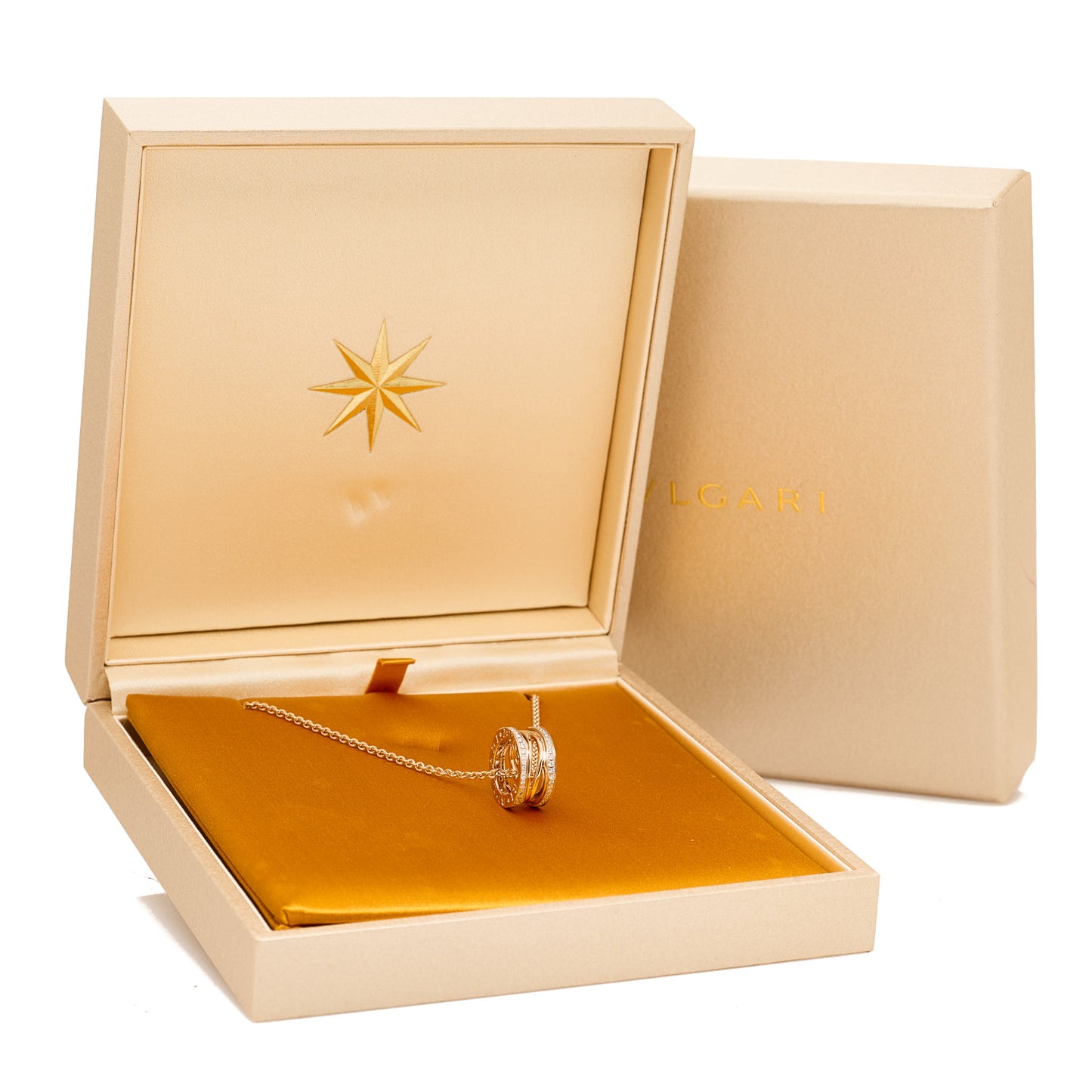 18K Rose Gold Diamond B.Zero1 Open Legends Pendant Necklace
