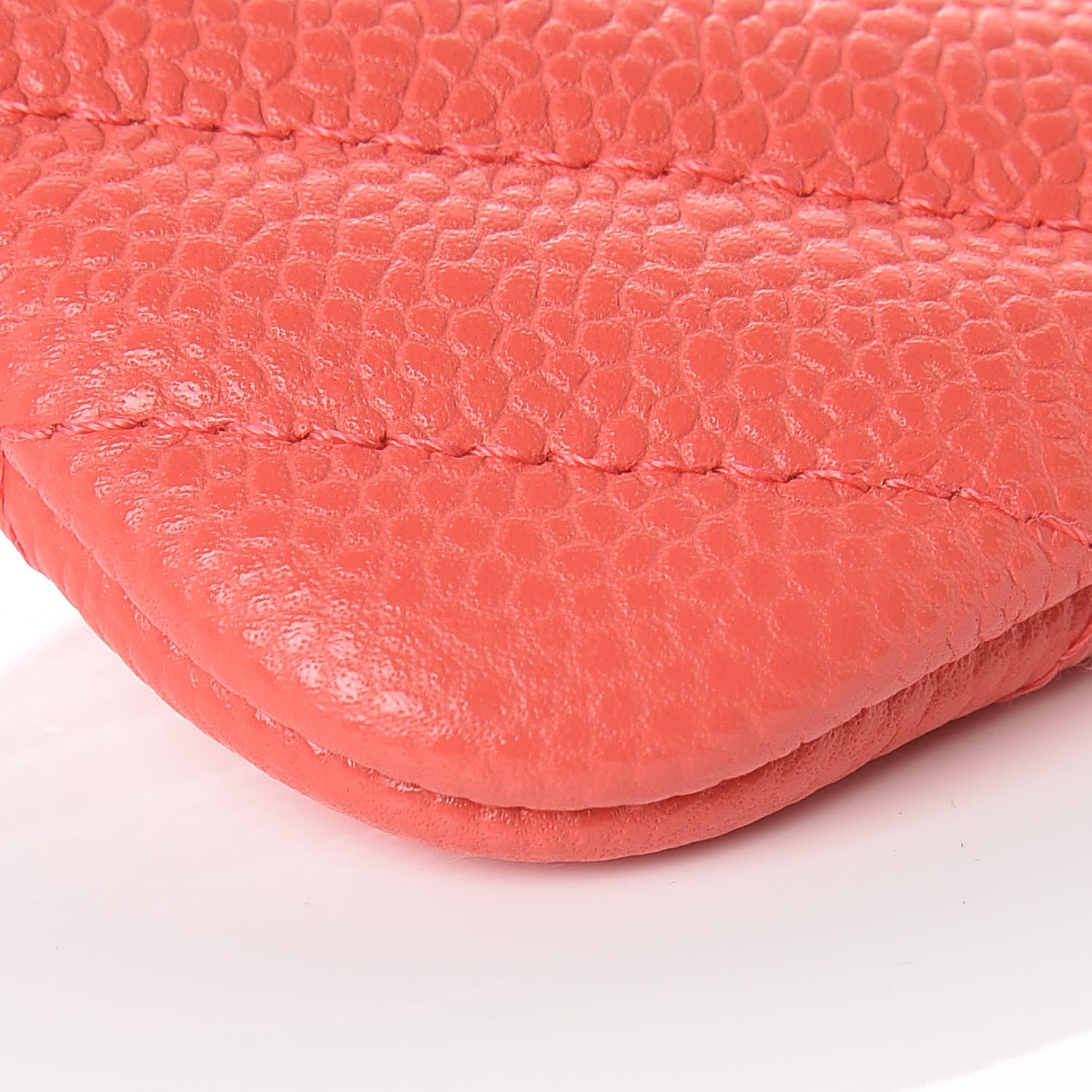 Chanel Caviar Chevron Quilted Small Cosmetic Case Coral 5 of 9