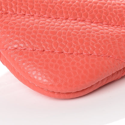 Chanel Caviar Chevron Quilted Small Cosmetic Case Coral 5 of 9
