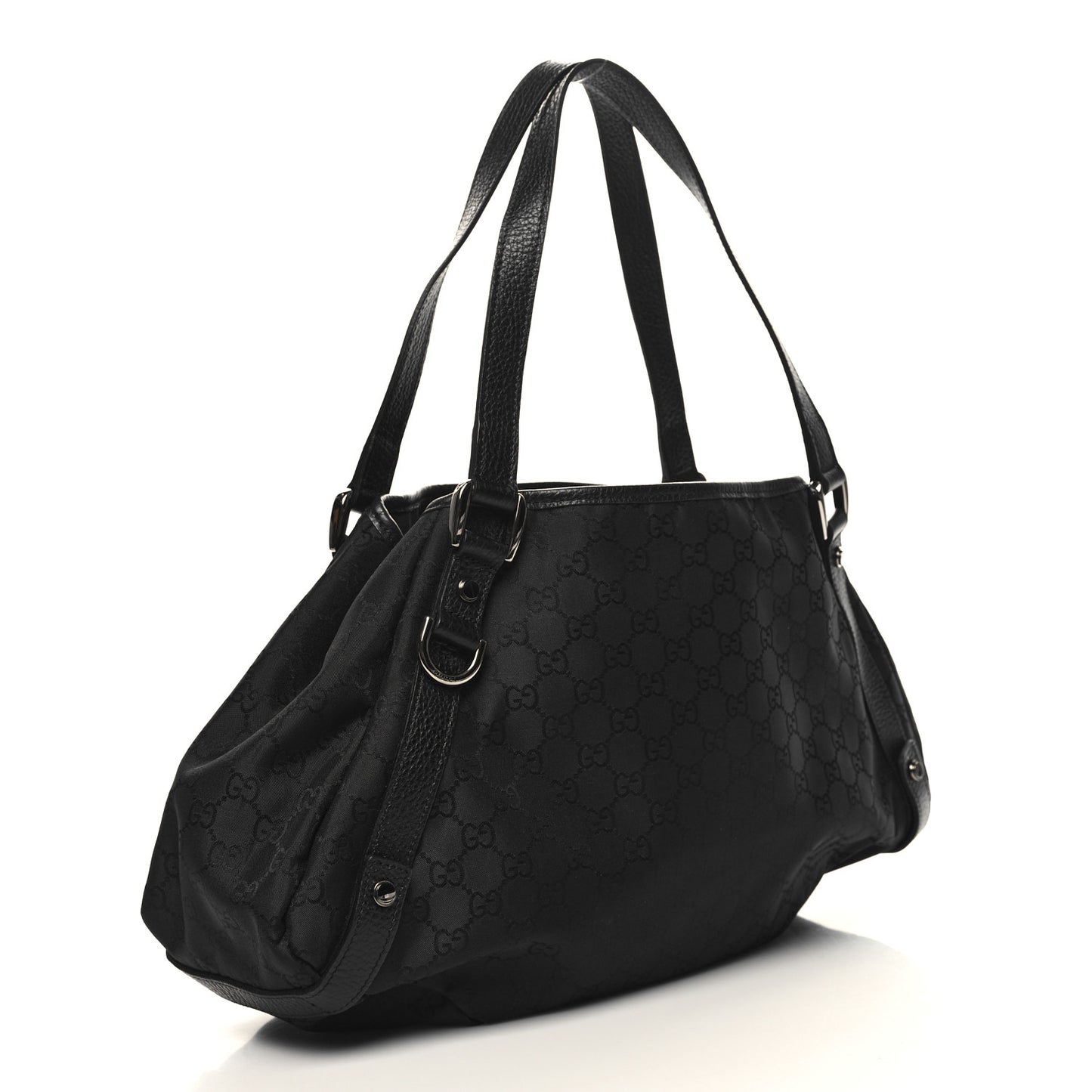 Nylon Monogram Medium Abbey Shoulder Bag Black