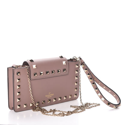 Valentino Garavani Calfskin Rockstud Phone Case With Chain Poudre 4 of 9