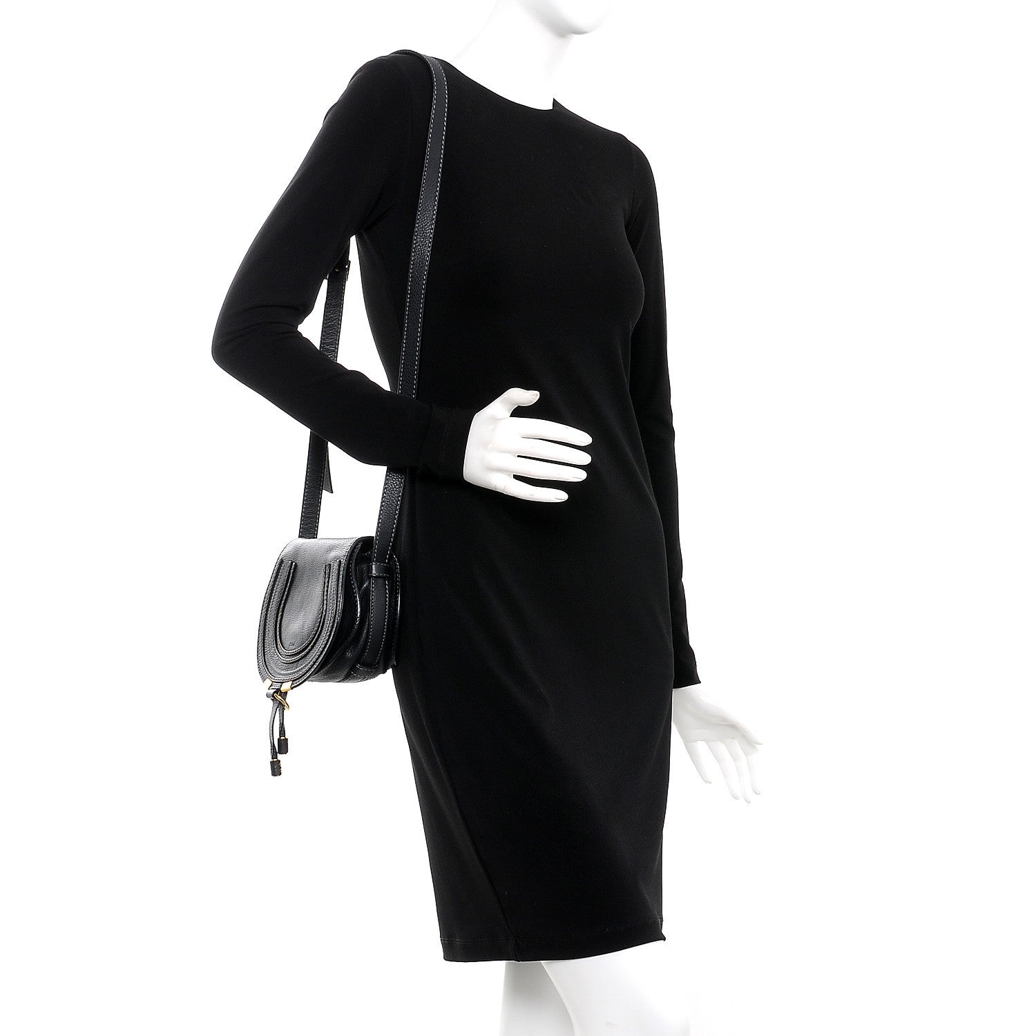 Chloe Calfskin Mini Marcie Round Crossbody Bag Black 2 of 11
