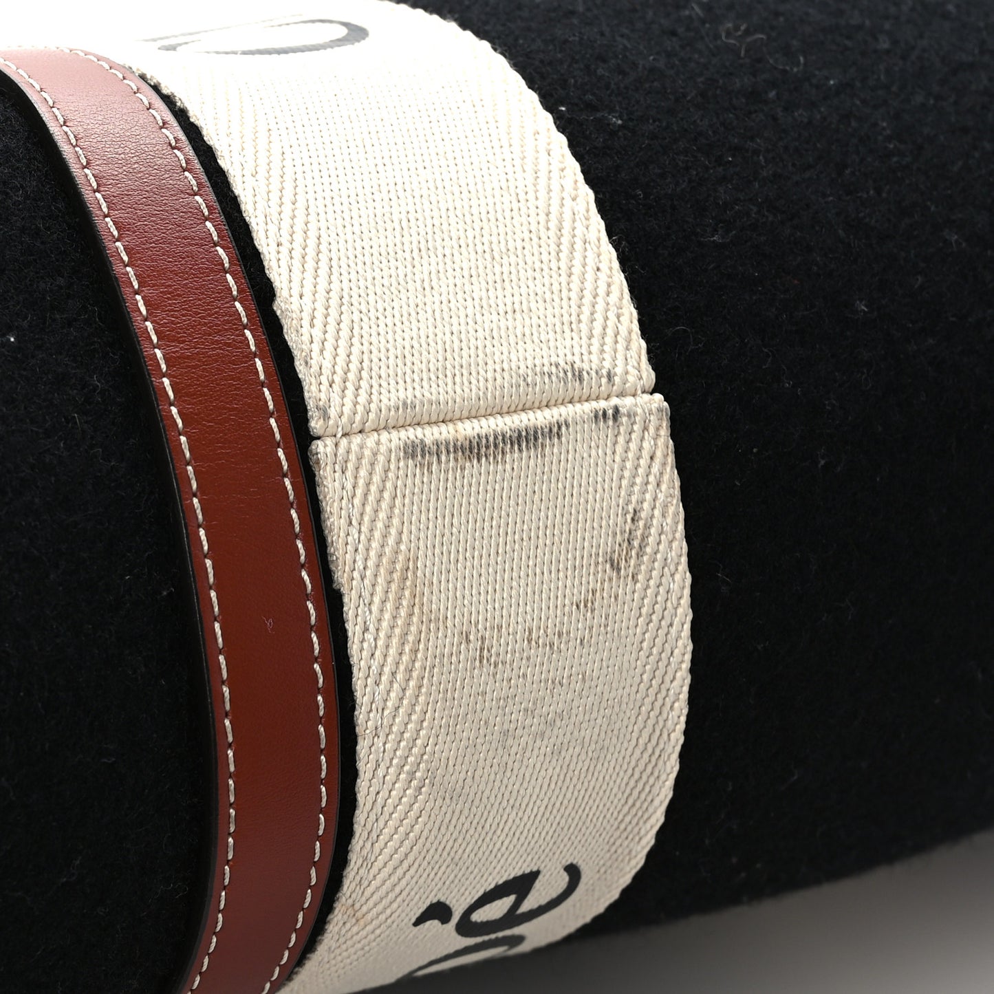 Felt Calfskin Medium Woody Ribbon Tote Black