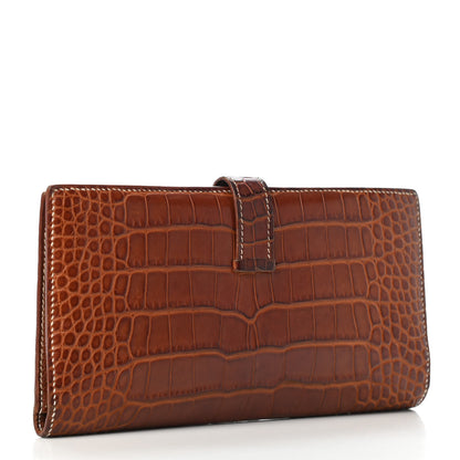 Hermes Matte Alligator Bearn Wallet Fauve 2 of 4