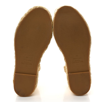 Valentino Garavani Raffia VLogo Ankle Wrap Espadrille 45/90mm Platform Wedge Sandals 36 Naturale 5 of 9
