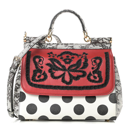 Dolce & Gabbana Dauphine Lambskin Embroidered Laser Cut Polka Dot Medium Miss Sicily Satchel Multicolor 1 of 11