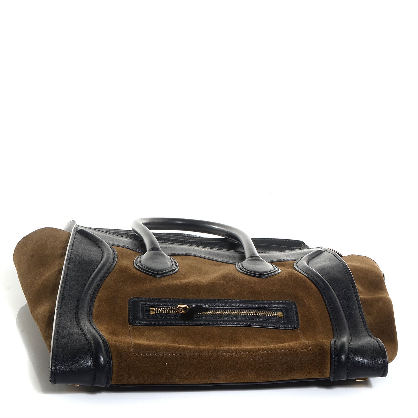 Smooth Calfskin Suede Mini Bi-Color Luggage Black Olive