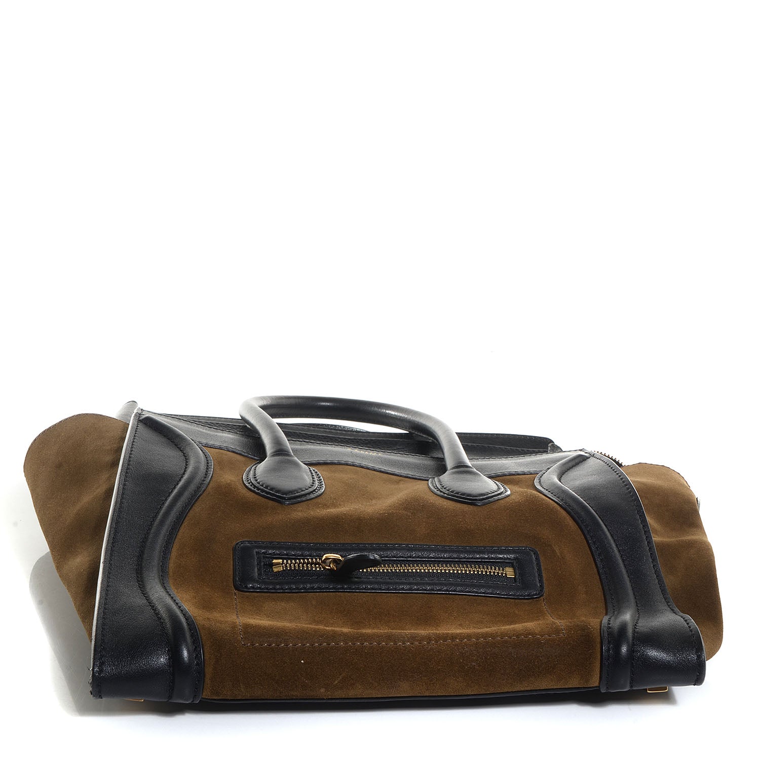 Celine Smooth Calfskin Suede Mini Bi-Color Luggage Black Olive 9 of 10