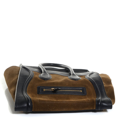 Celine Smooth Calfskin Suede Mini Bi-Color Luggage Black Olive 9 of 10