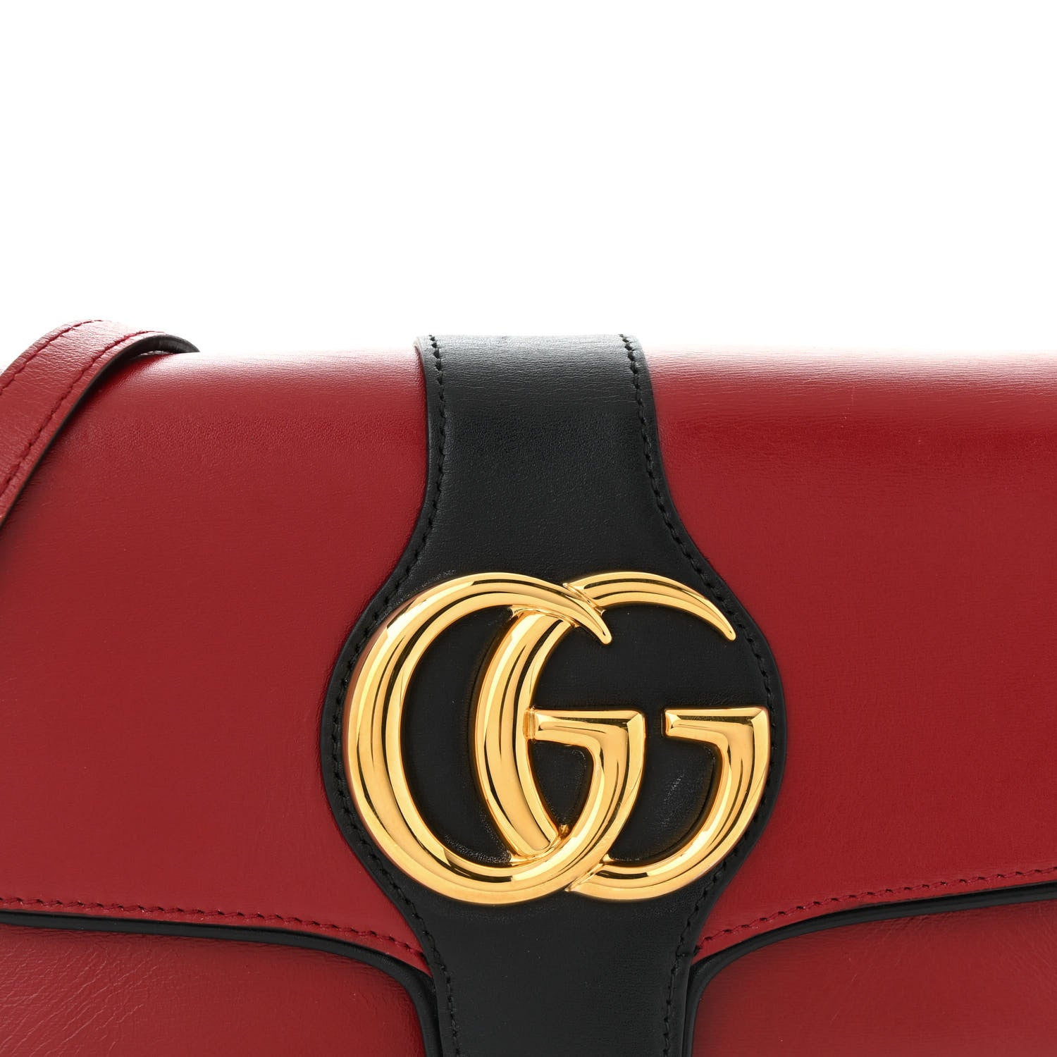 Gucci Vitello Palmellato Lux Bi-Color Small Arli Flap Shoulder Bag New Cherry Red Black 9 of 14