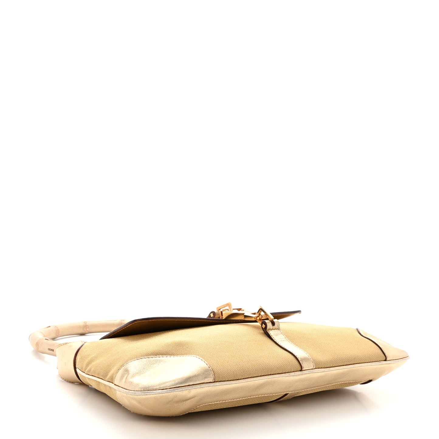 Metallic Calfskin Bamboo Handle Jackie O Hobo Gold