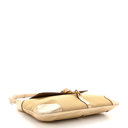 Gucci Metallic Calfskin Bamboo Handle Jackie O Hobo Gold 4 of 10